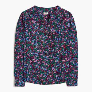 JCrew Floral Popover Placket Blouse